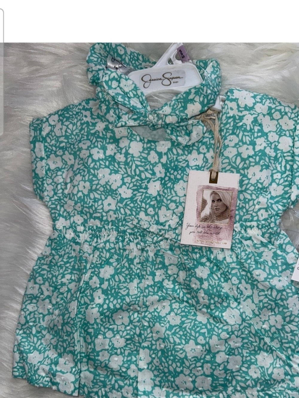 Jessica Simpson Girls' Teal and White Floral Casual Dress